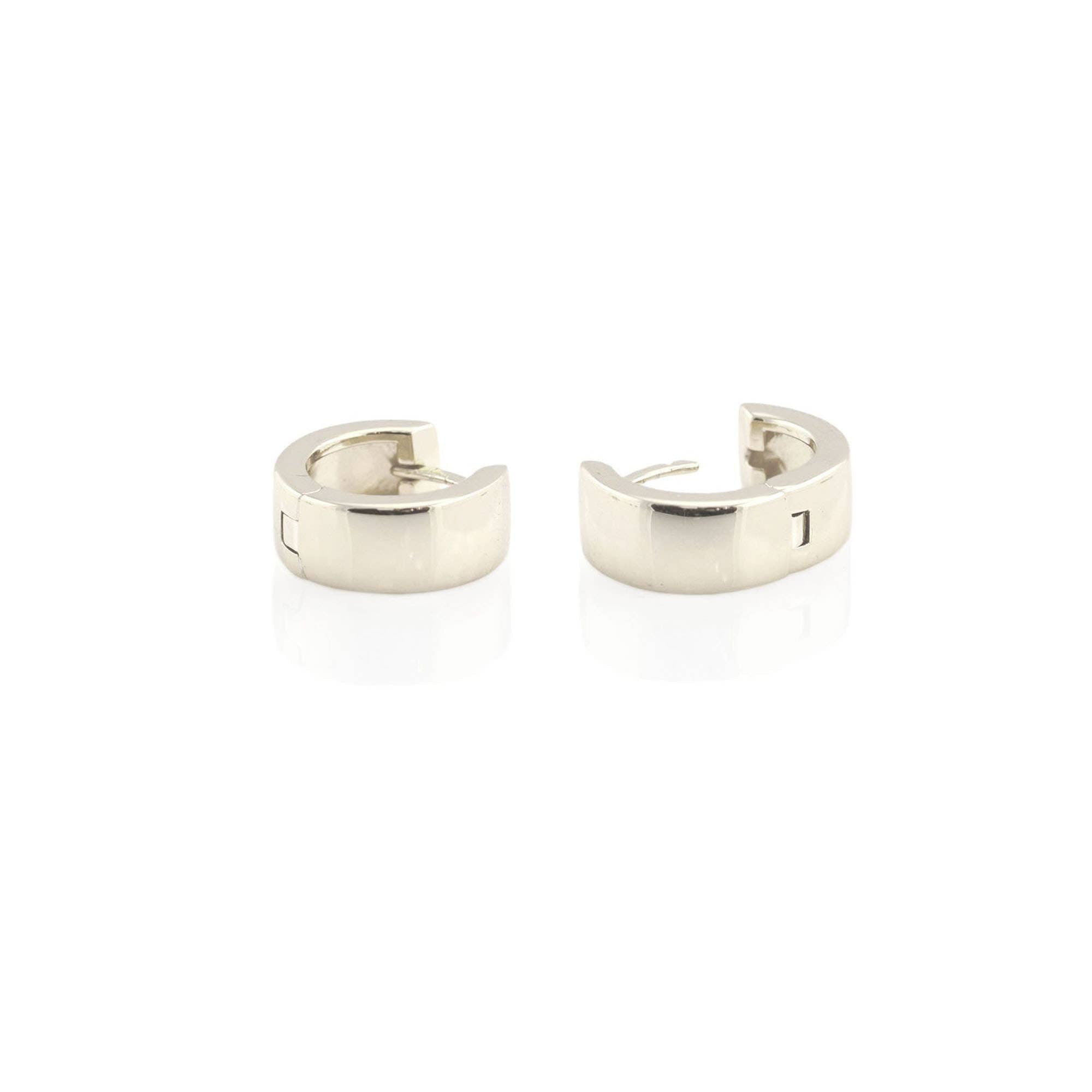 Kris Nations - Wide Hinged Huggie Hoop Earrings 18K Gold Vermeil | Sterling Silver 12mm Hoops Hinge Closure Nickel Free Hypoallergenic Ships from CA