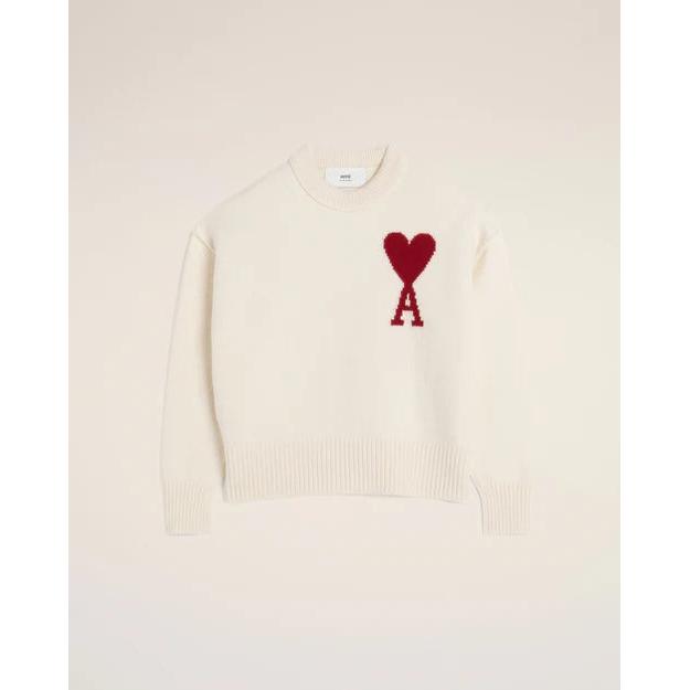 Permanent White Wool Ami de Coeur Sweater Sweater in felted merino wool