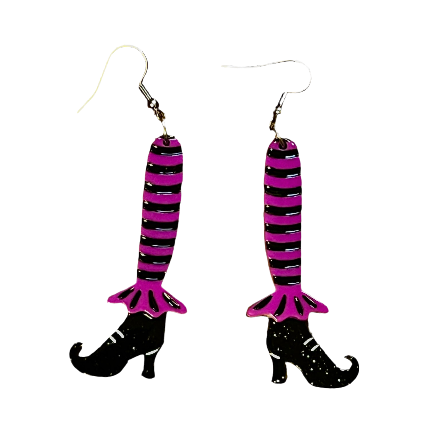 Bewitching Booties Purple Earrings by Lipstick & Chrome — Halloween Witch Boot Drop Earrings