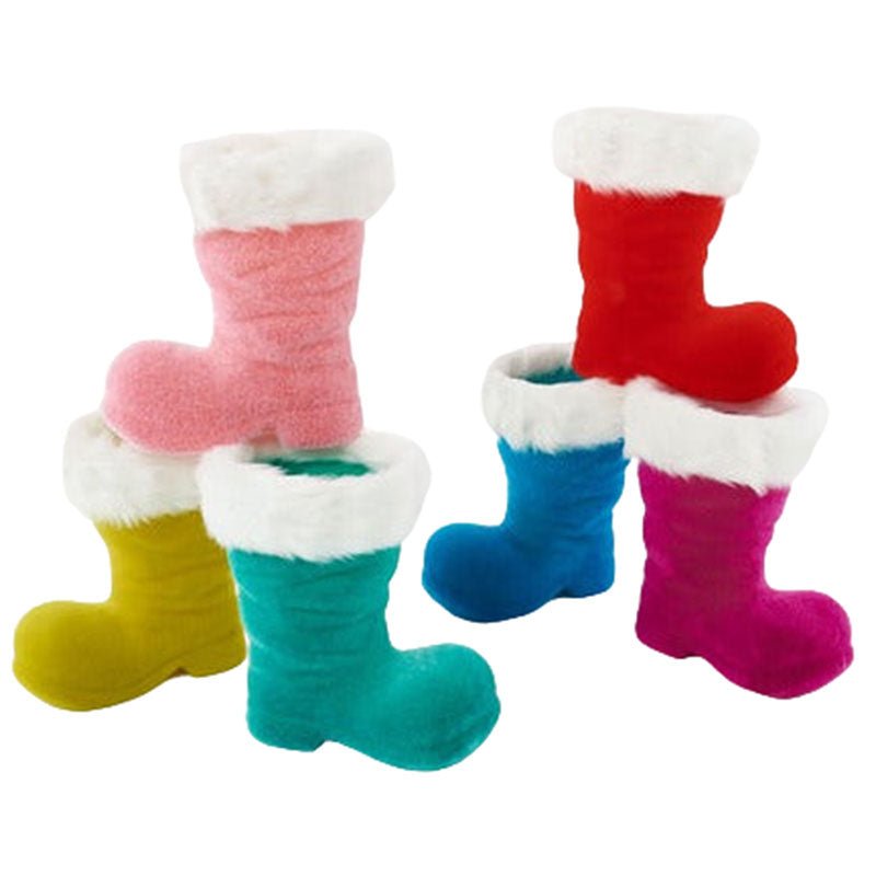 10" Retro Flocked RED Santa Boot by Quirks! at Shirley Shoppe