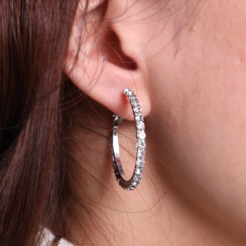 Korean Fashion Exaggerated With Diamond Big Ear Circle Female Earrings