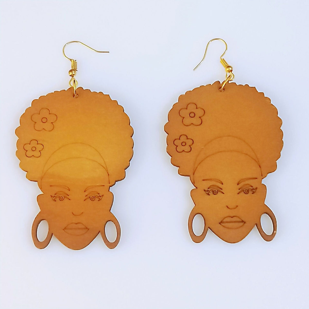 Geometric Rhombus Wooden Fashion Wood Eardrops Rings