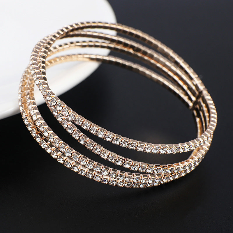 Full Diamond Cross Claw Chain Open Bracelet