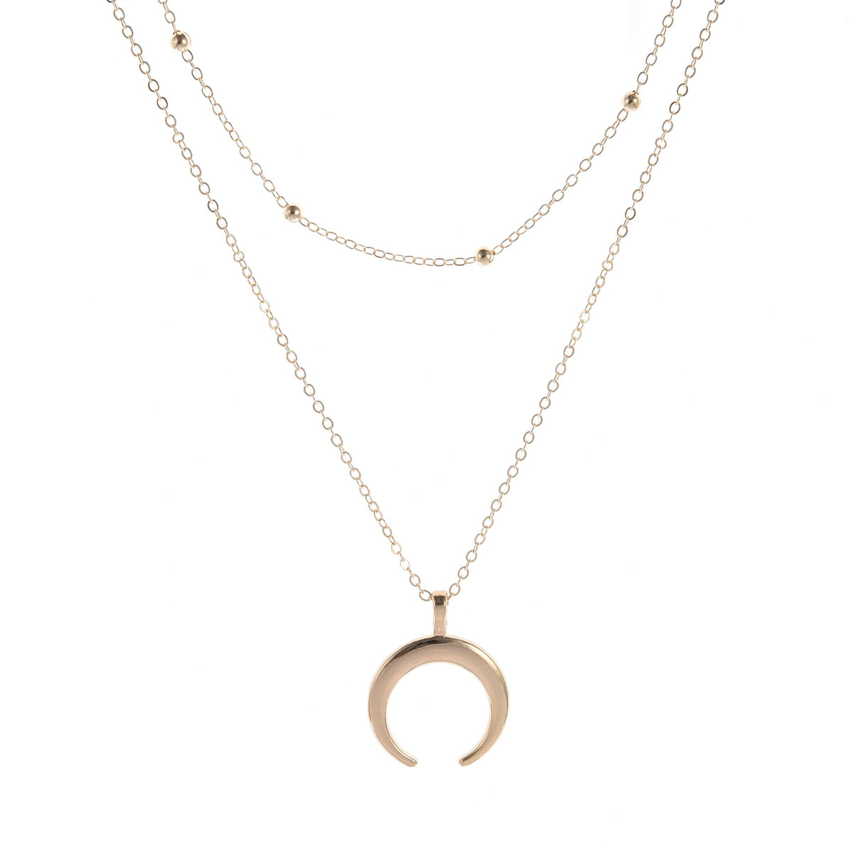 Ornament Bohemian Double Angle Gold Plated Layered Short Necklaces
