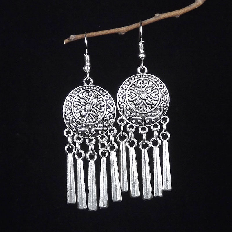 Women's Tibetan Sier Miao Eardrops Classical Ethnic Style Earrings