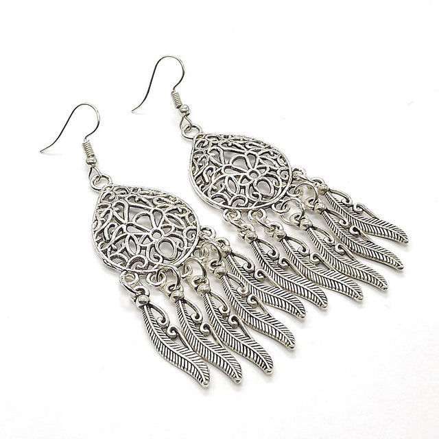 Women's Tibetan Sier Miao Eardrops Classical Ethnic Style Earrings