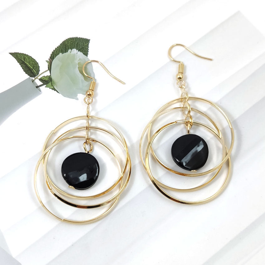 Women's Circle Trendy Exaggerated Personalized Long Simple Graceful Tassel Big Earrings