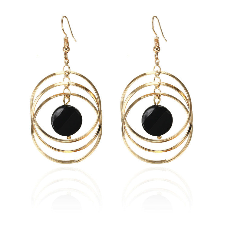 Women's Circle Trendy Exaggerated Personalized Long Simple Graceful Tassel Big Earrings