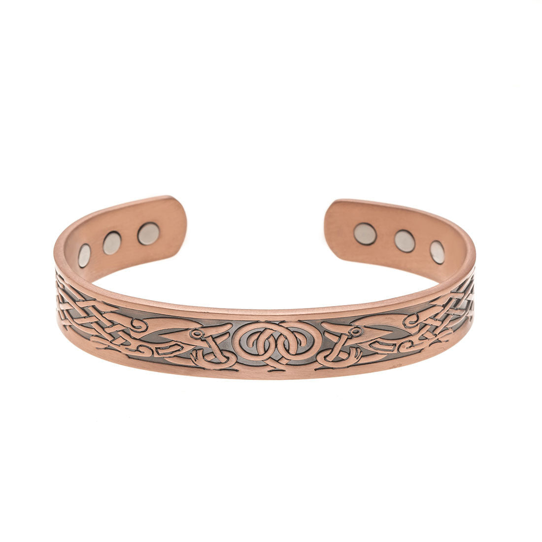 Women's & Men's Dragon Pattern Vintage Pure Copper Magnetic Open Bracelet