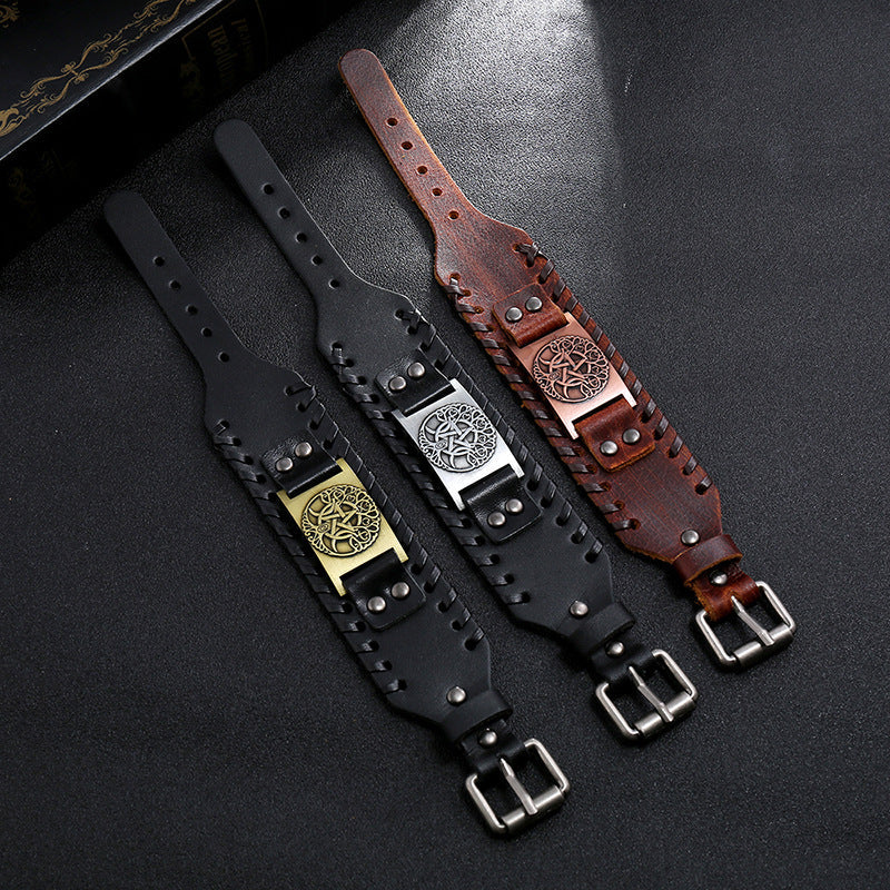 Men's Vintage Weave Cattle Leather Punk Bracelets