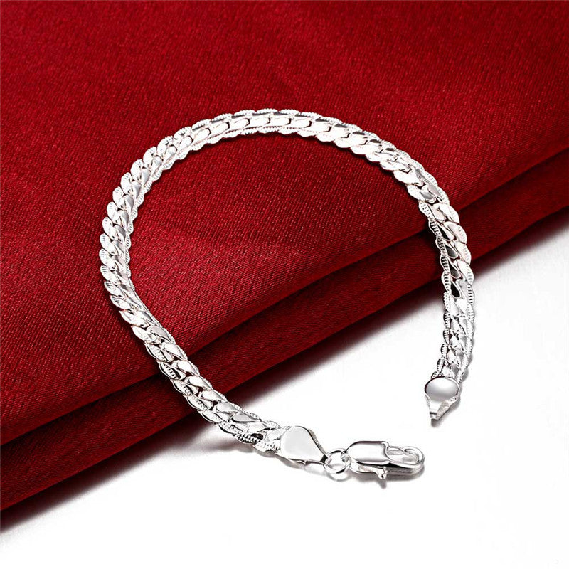 Glamorous Slouchy Sier-plated Full Curb Two-piece Jewelry Set