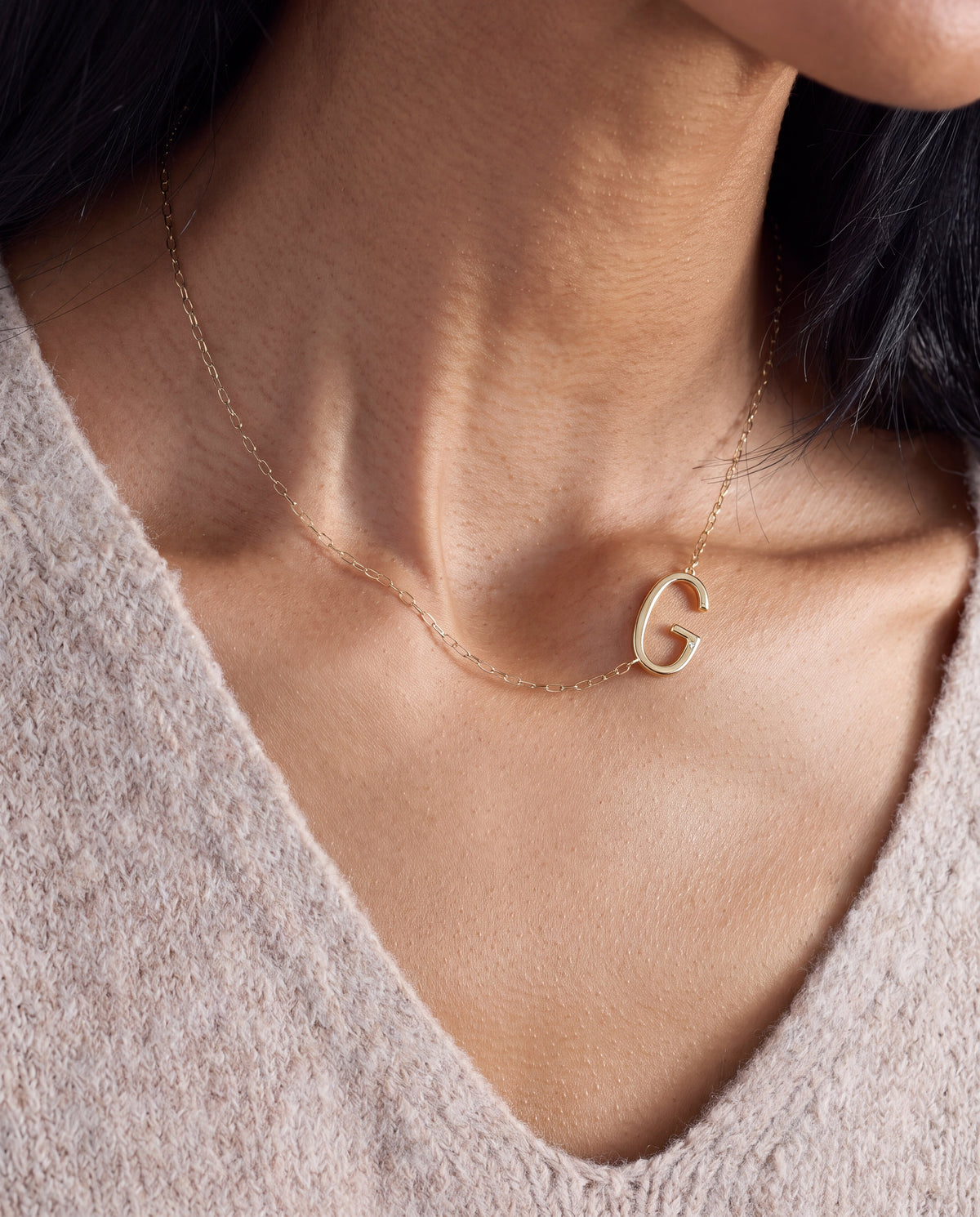 Initial G Precious Elongated Necklace