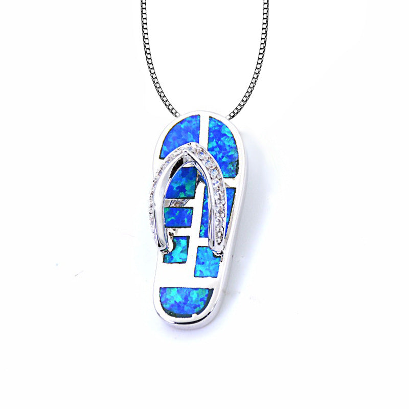 Opal Flip-flops Fashion Colored Gems Inlaid Pendant