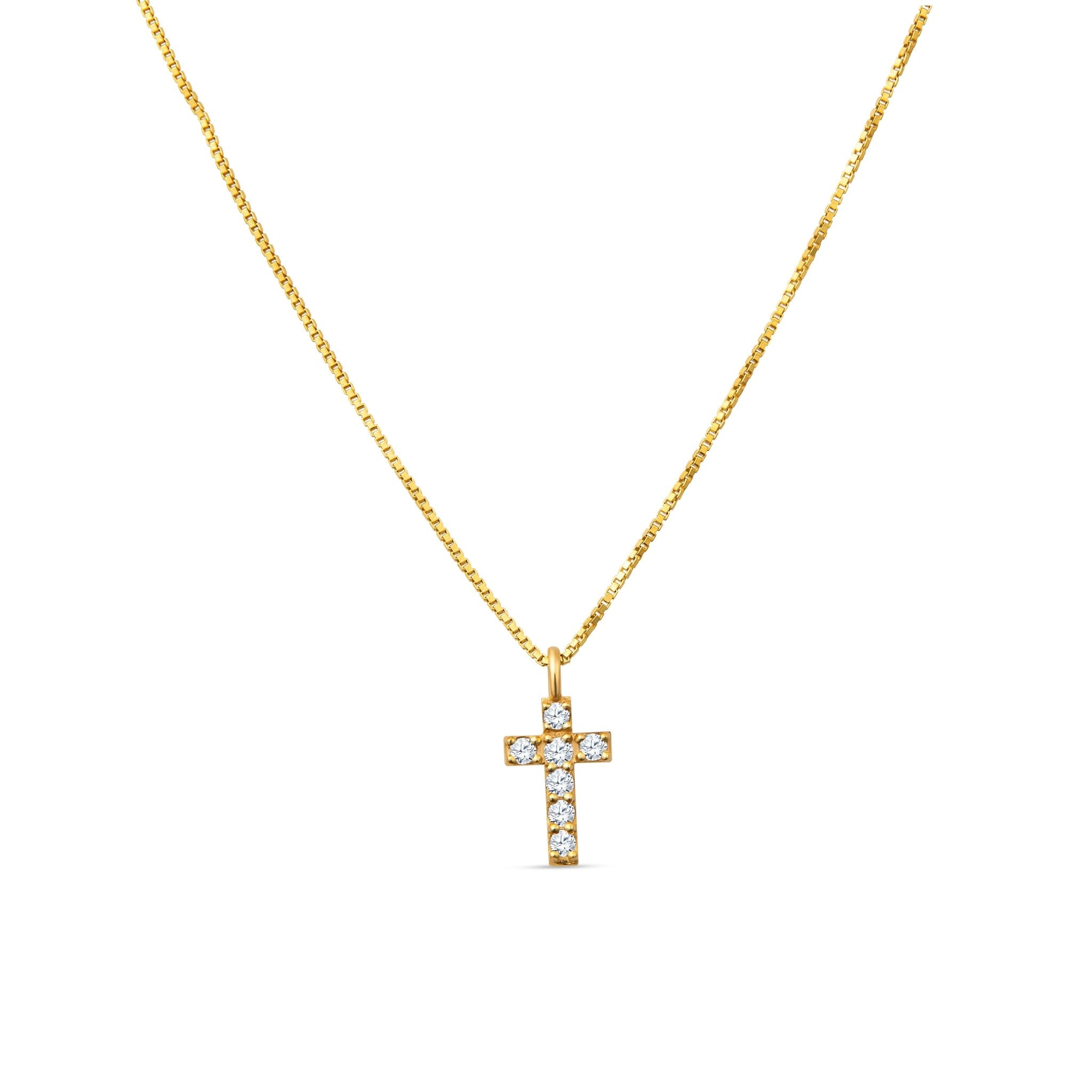 14K Dainty Diamond Cross Necklace by Christina Greene at Shirley Shoppe