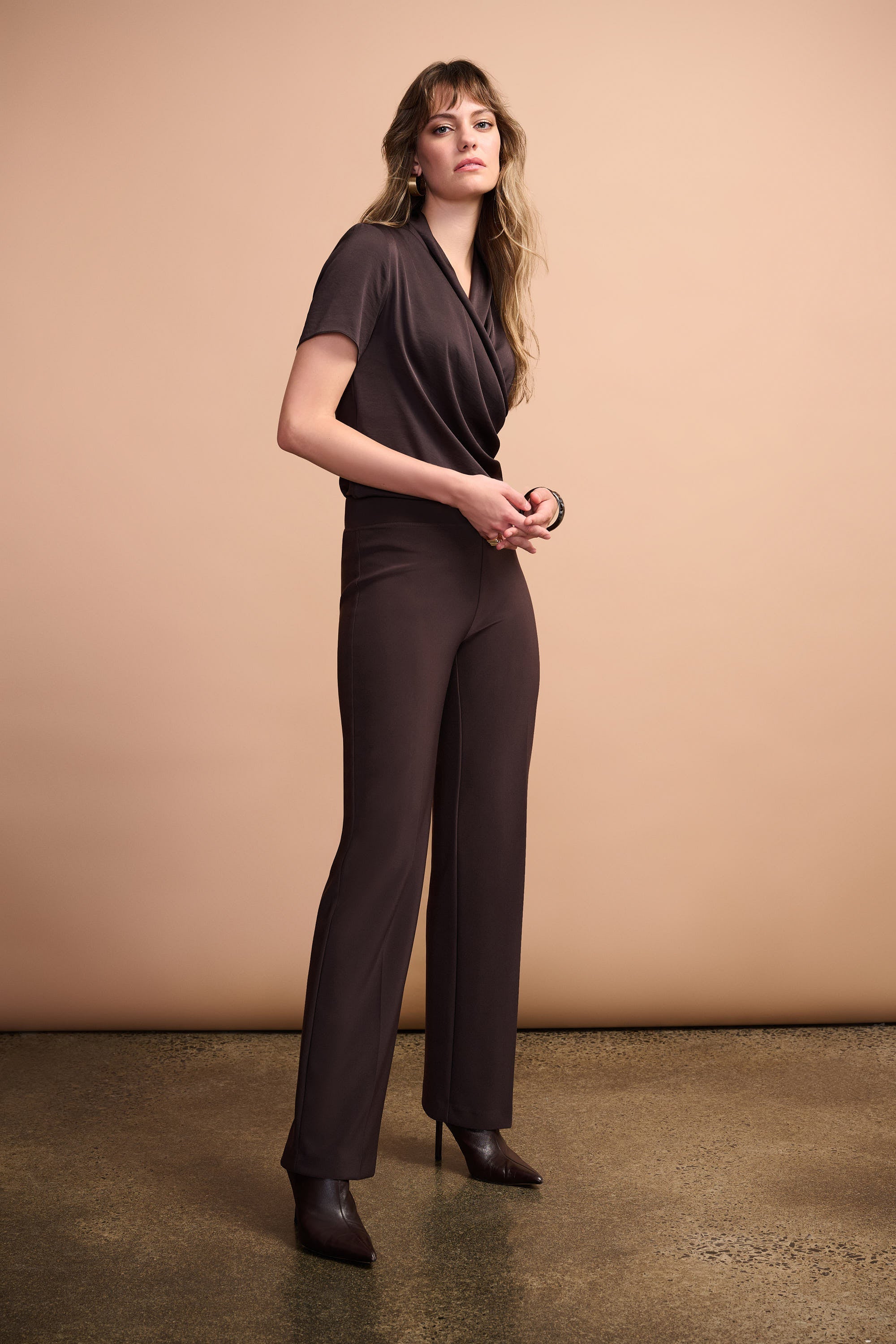 Joseph Ribkoff Mocha Classic Wide-Leg Pants Style 153088F25