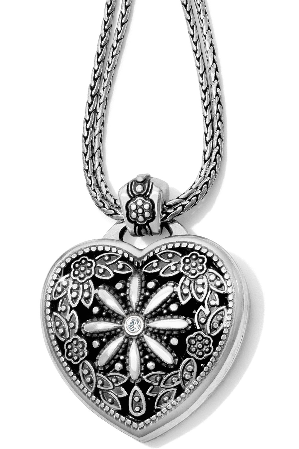 Floral Heart Locket Necklace