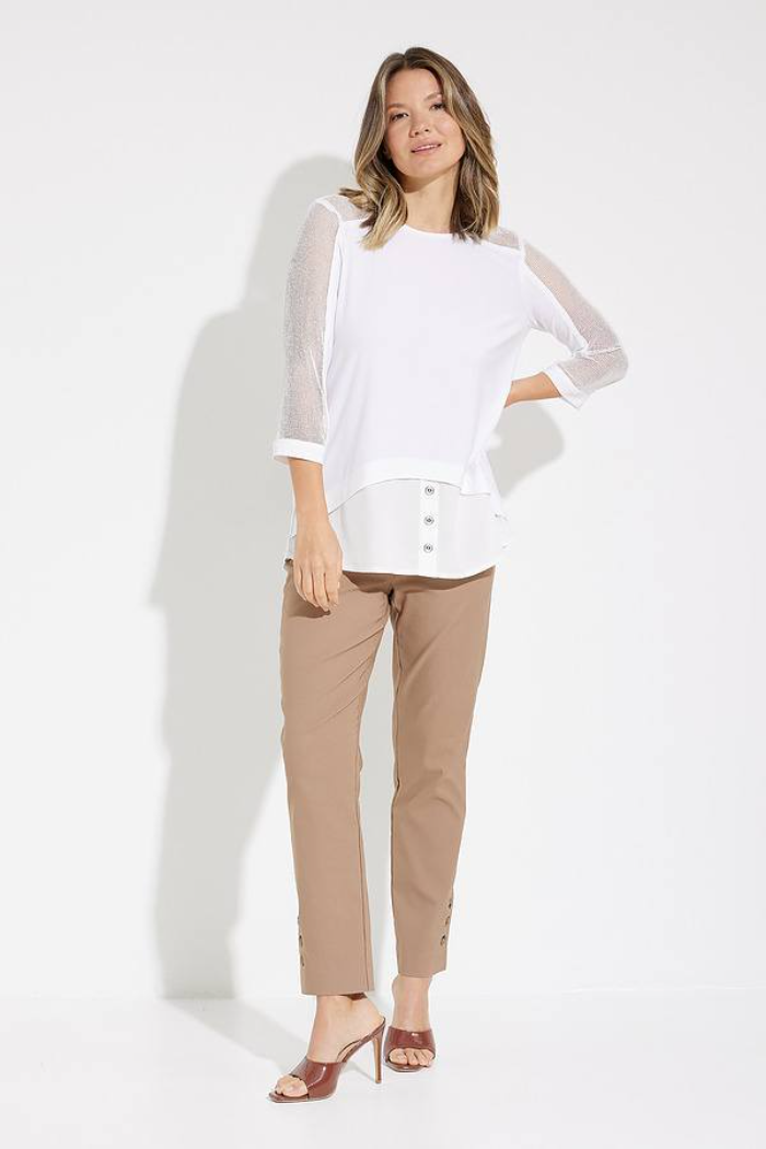 Joseph Ribkoff Button Detail High-Low Hem Top