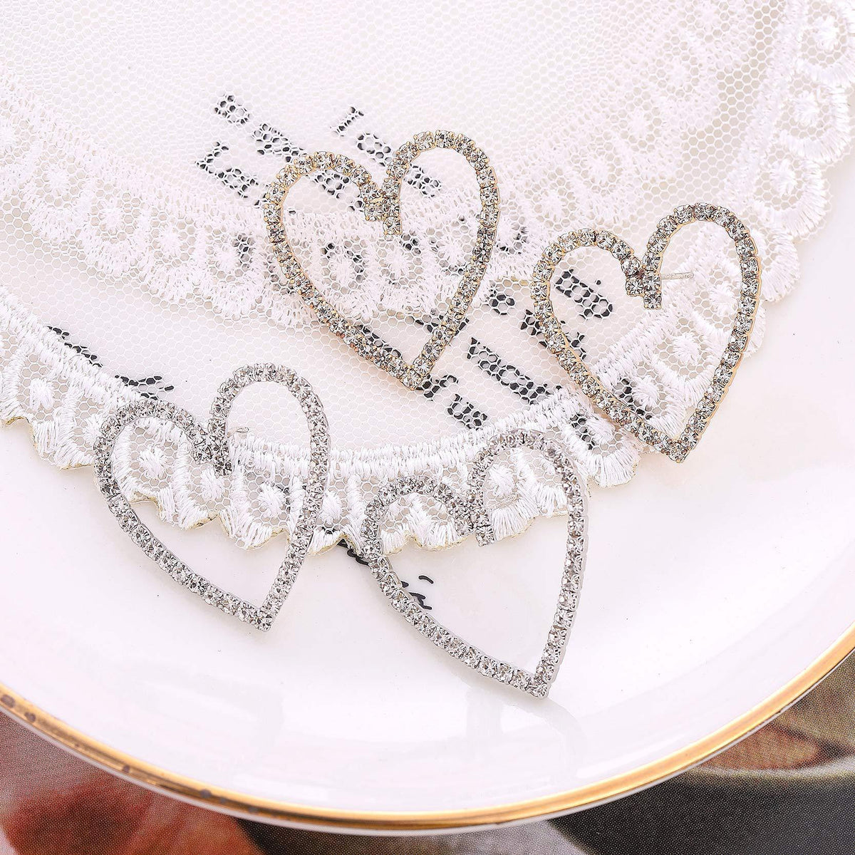 Minimalism Hollow Heart Fairy Rhinestone Love Stud Earrings