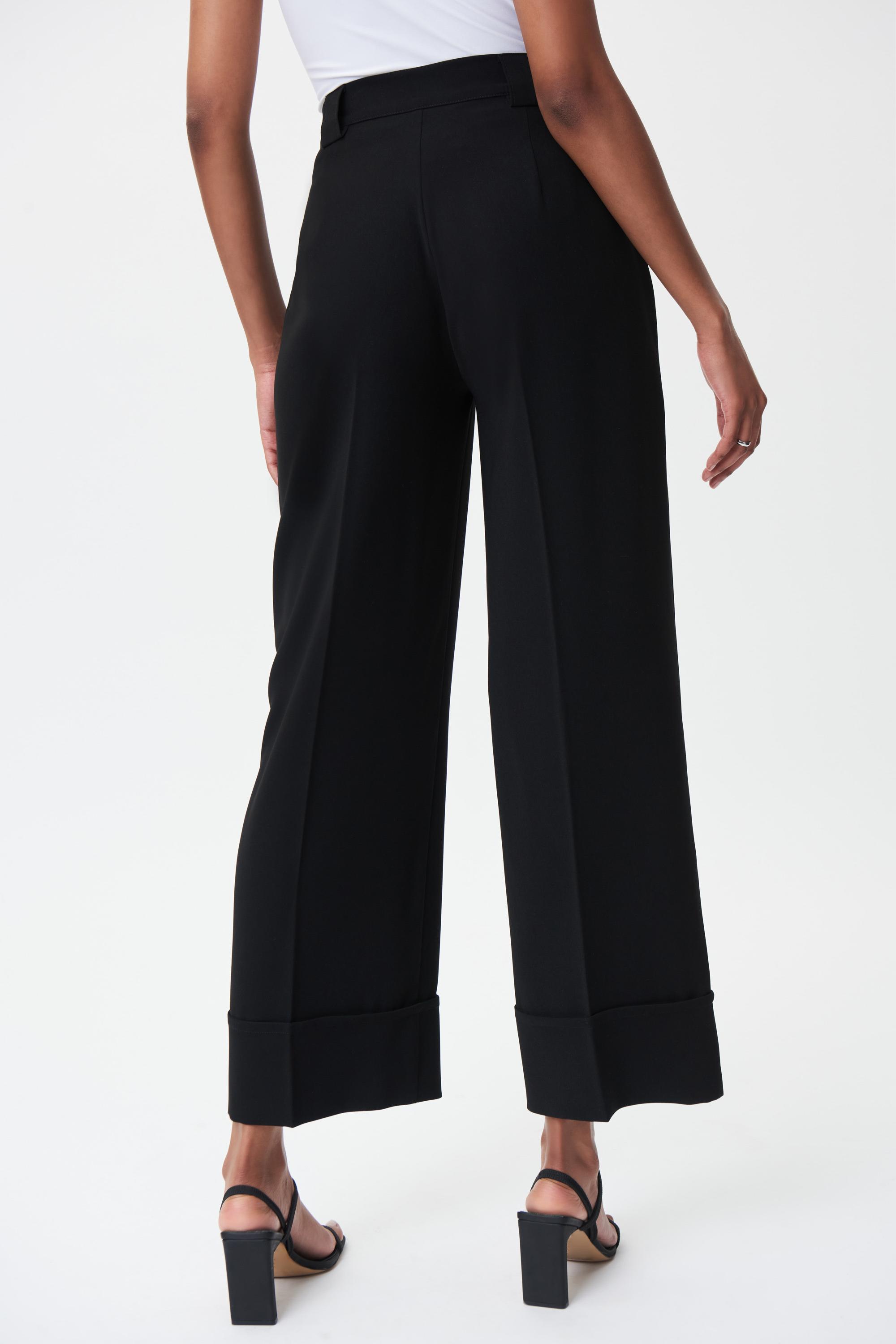 Woven Wide-Legged Twill Cuff Pants