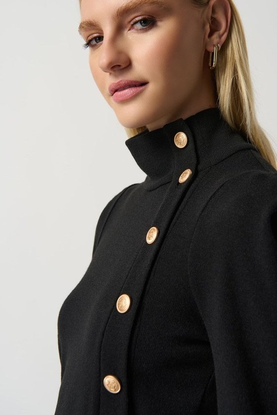 Joseph Ribkoff Sweater Knit Buttoned Fitted Top