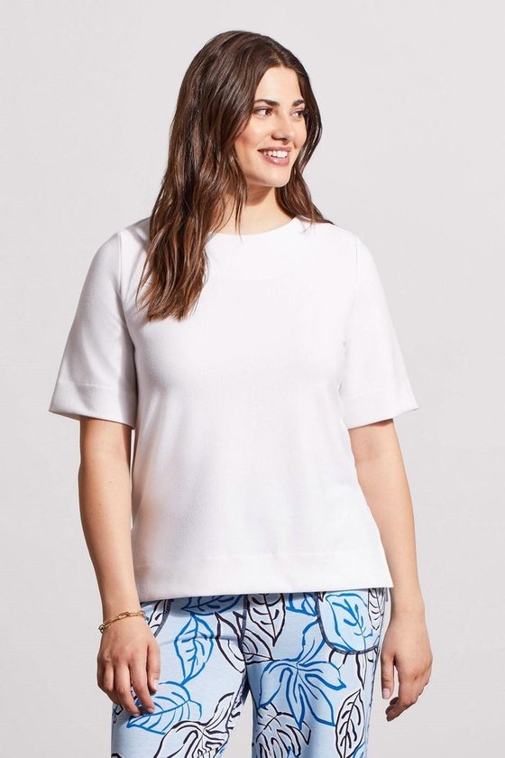 BOAT NECK TOP WITH ELBOW SLEEVE