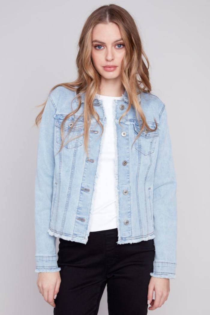 Jean Jacket with Frayed Edges