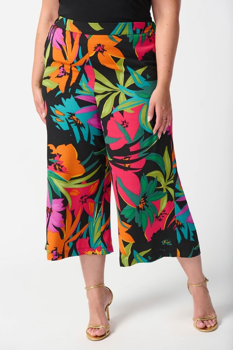 Gauze Tropical Print Culotte Pants