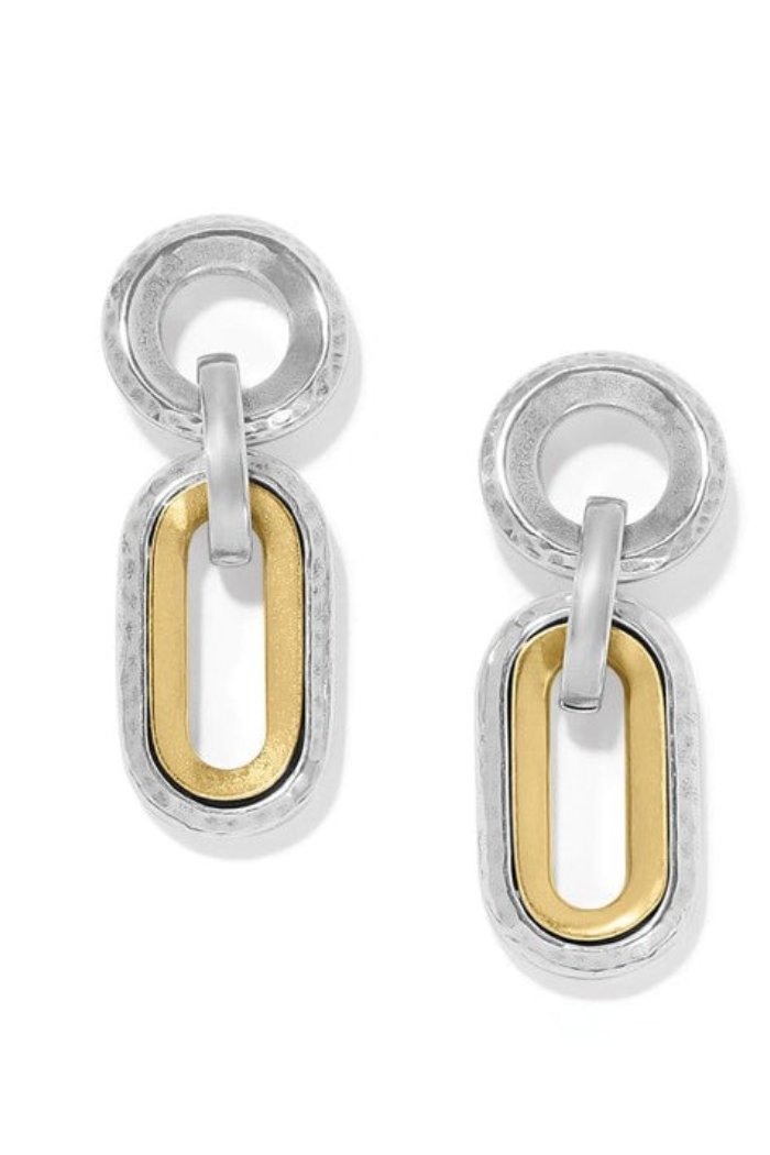 Ferrara Medici Two Tone Link Post Drop Earrings