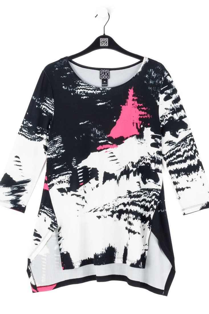 Abstract Print Soft Knit Tunic