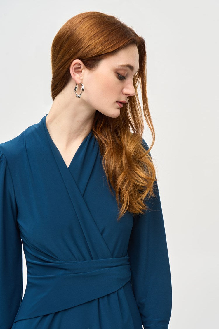 Silky Knit Draped Wrap dress