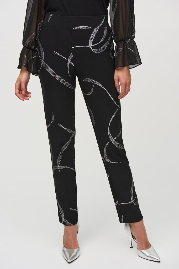 Silky Knit Abstract Print Pull-On Pants