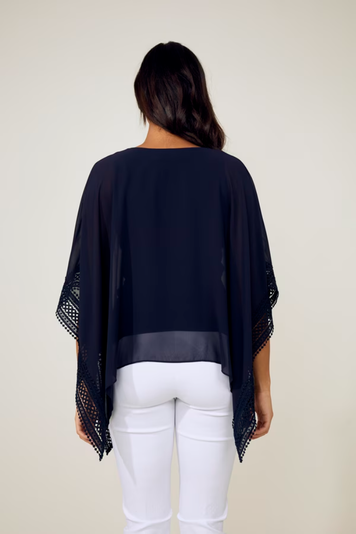 Chiffon And Silky Knit Poncho Top