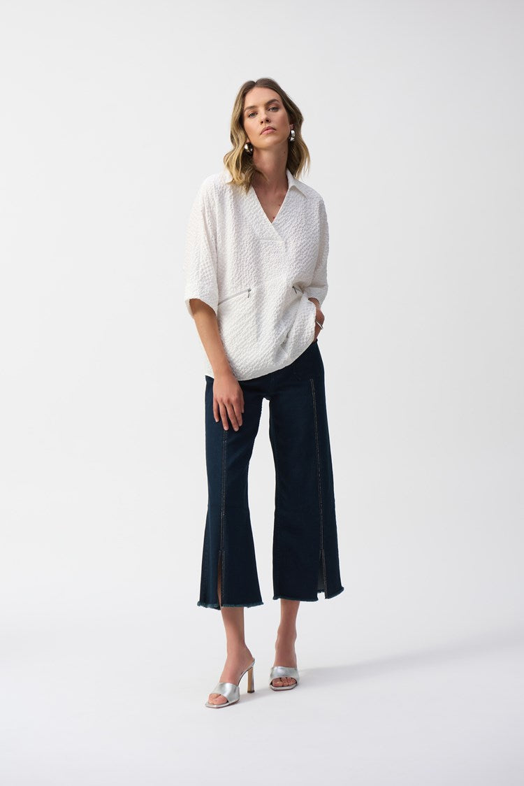 Seersucker Boxy High-Low Top