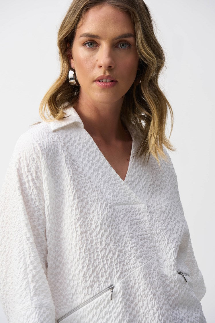 Seersucker Boxy High-Low Top