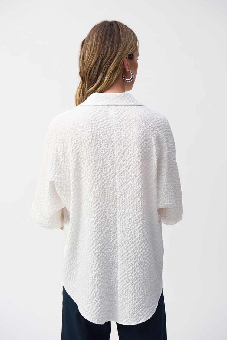 Seersucker Boxy High-Low Top