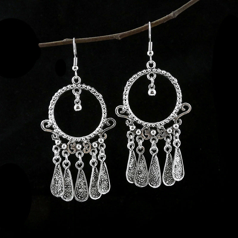 Women's Tibetan Sier Miao Eardrops Classical Ethnic Style Earrings