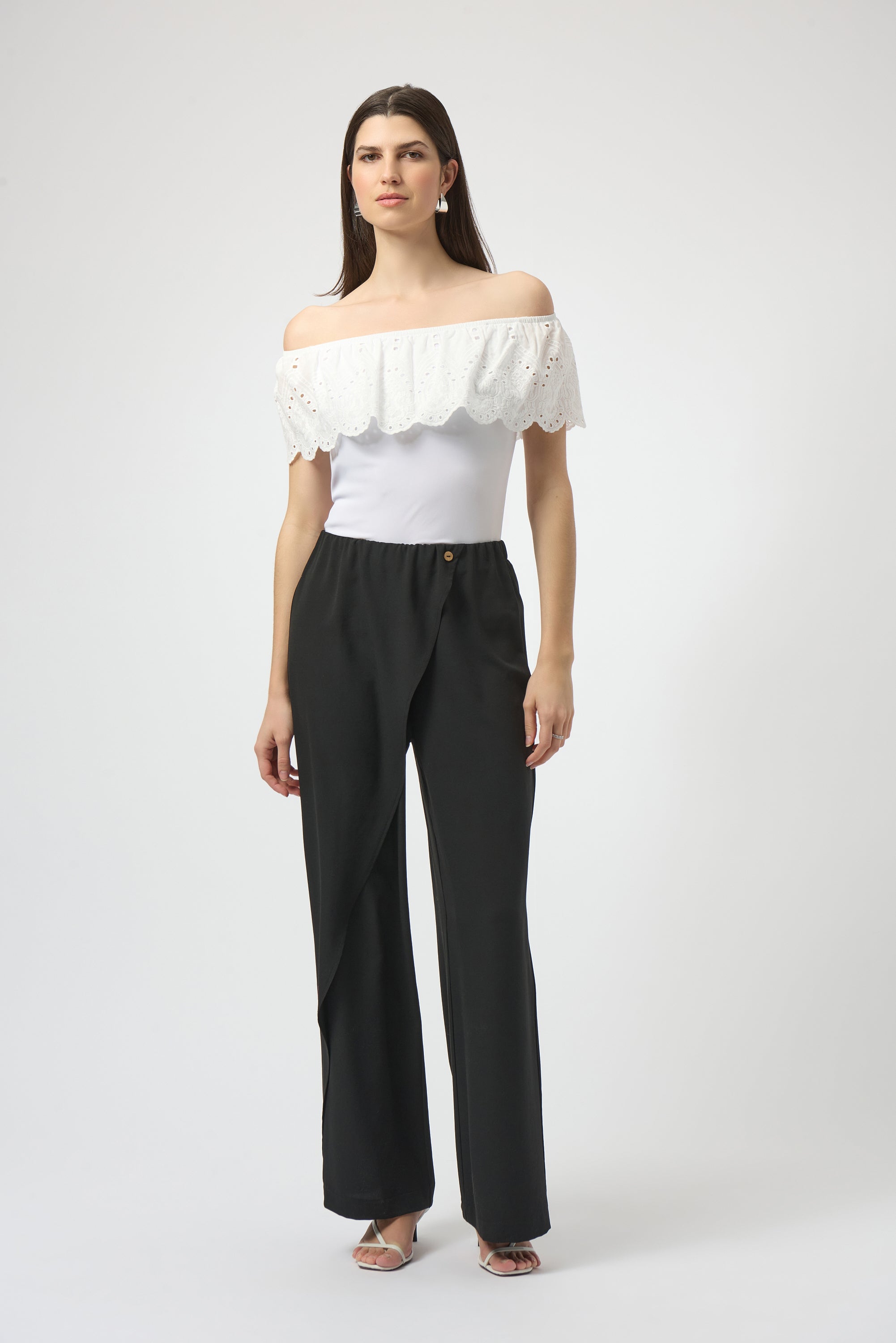 Woven Wide-leg Pants With Asymmetrical Overlay