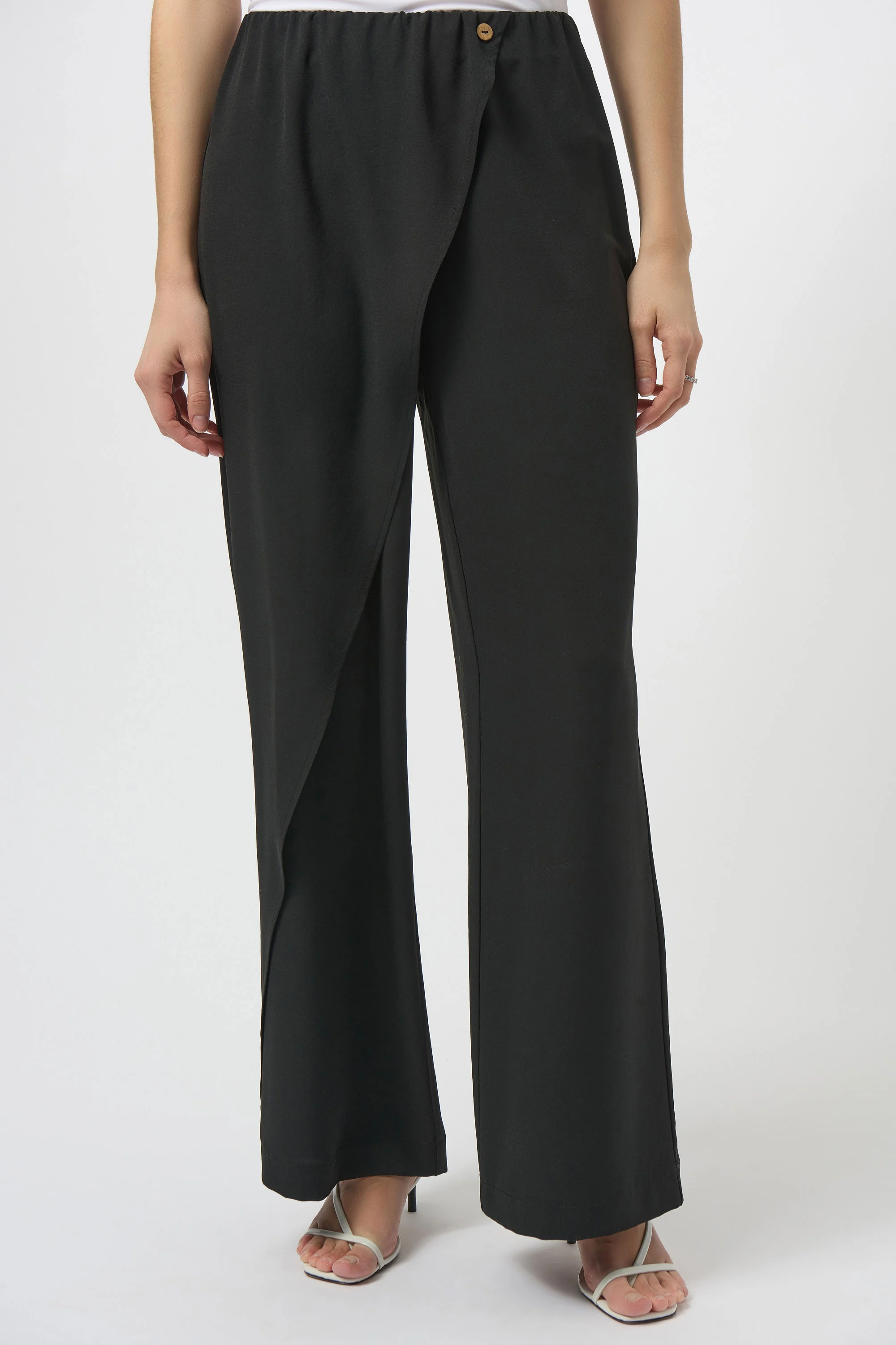Woven Wide-leg Pants With Asymmetrical Overlay