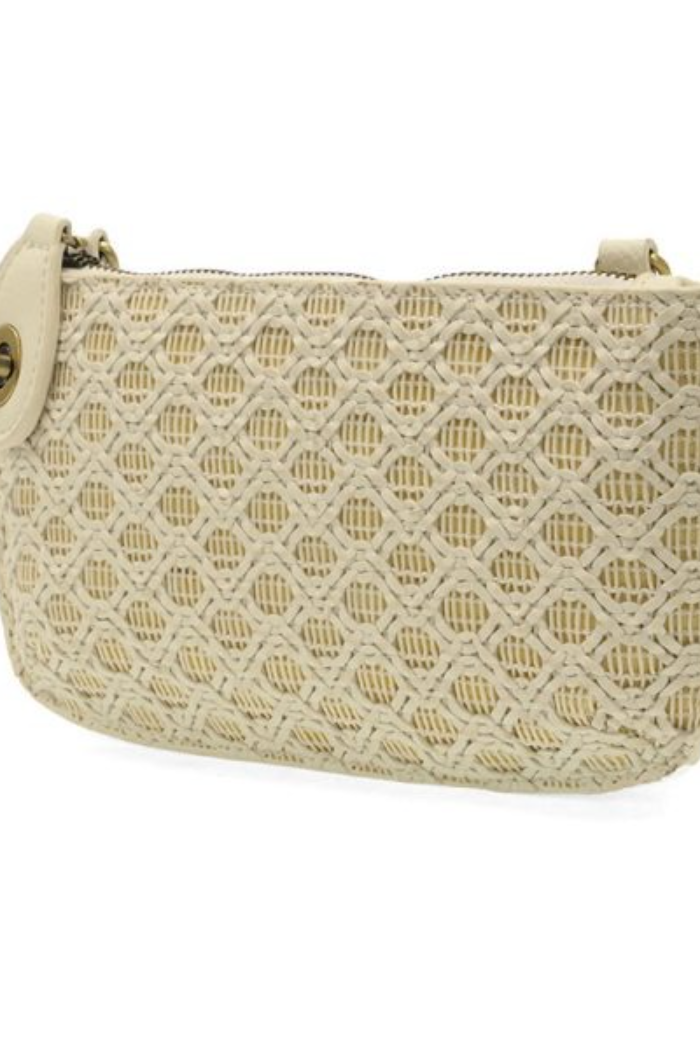 Lattice Woven Mini Crossbody Wristlet Clutch