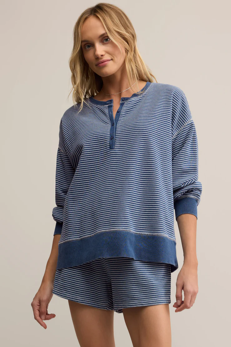 Apollo Knit Denim Striped Sweatshirt