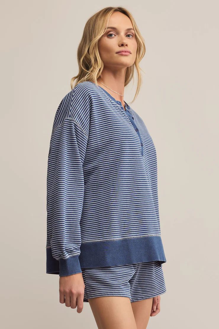 Apollo Knit Denim Striped Sweatshirt