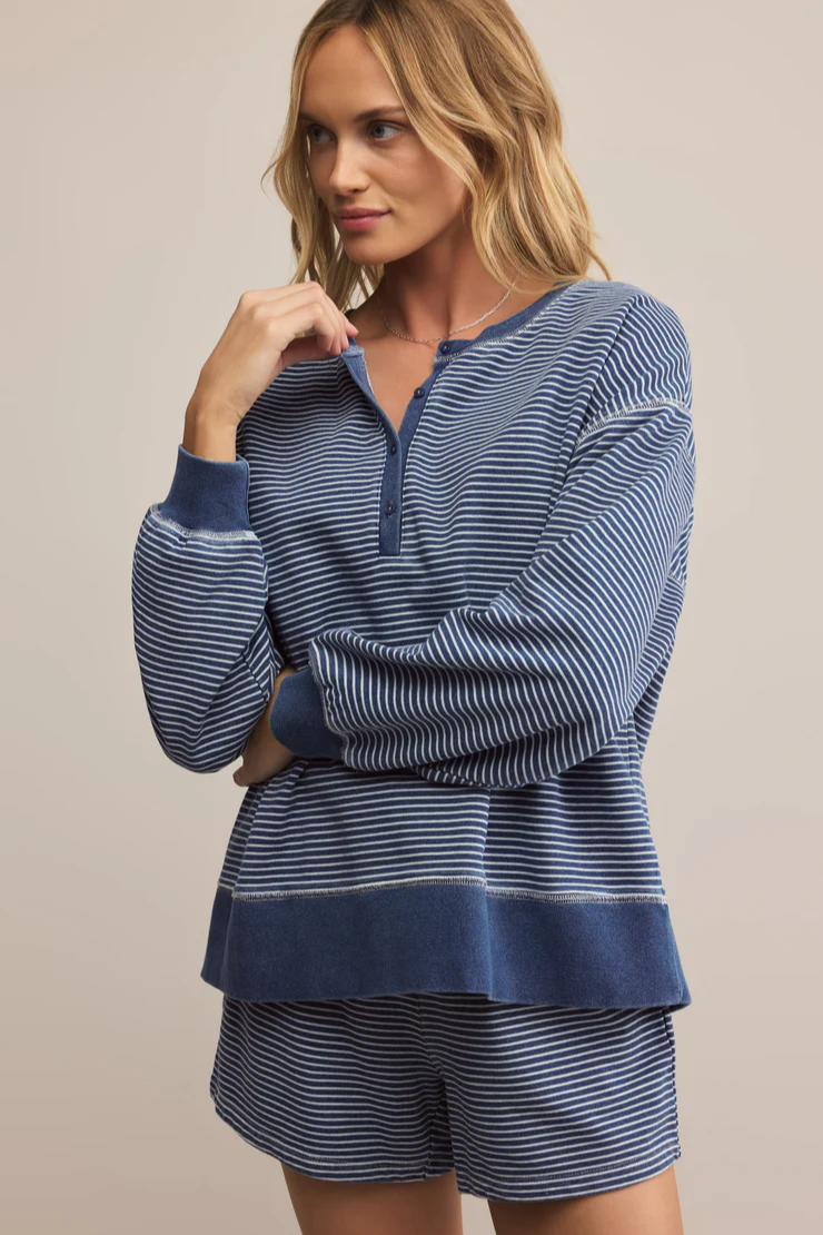 Apollo Knit Denim Striped Sweatshirt