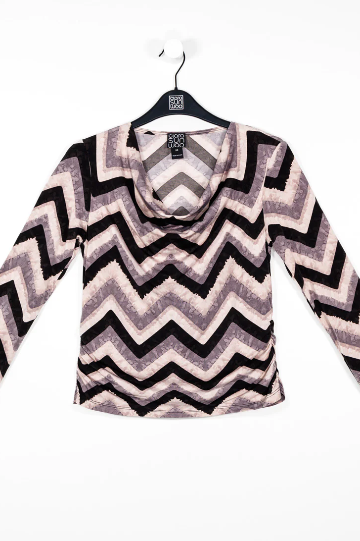 Clara Sunwoo Cowl Neck Side Ruched Top
