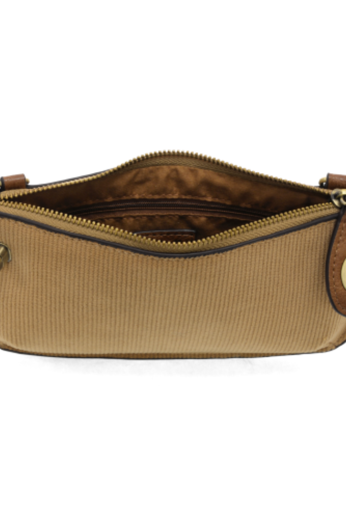 Camel Corduroy Mini Crossbody Wristlet