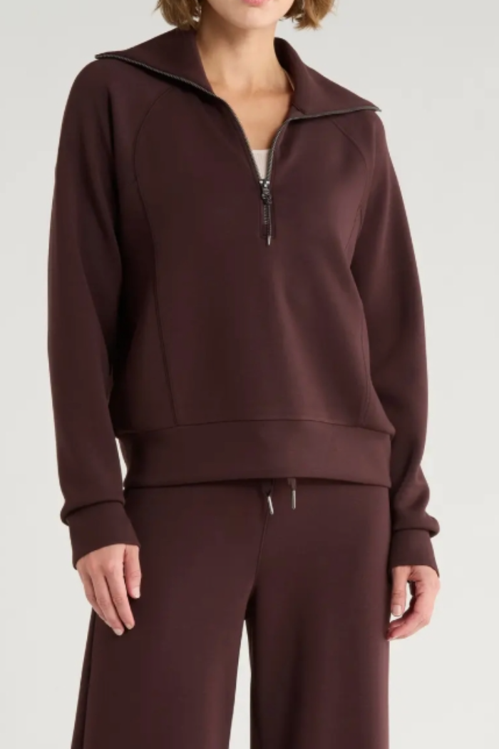 Air Essentials Half Zip-Truffle Brown