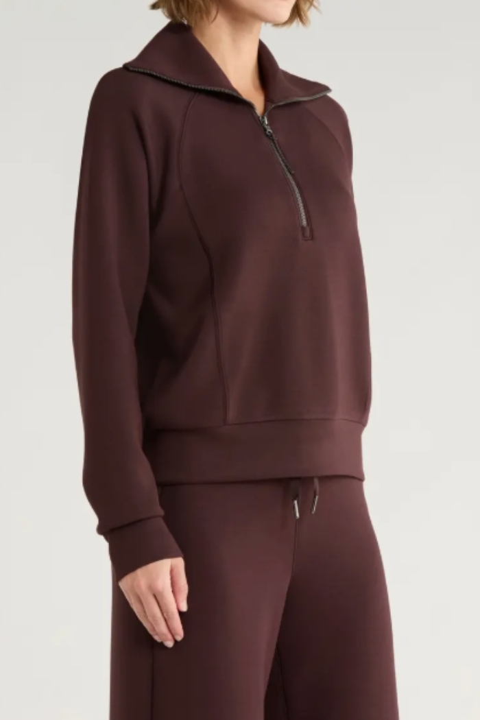 Air Essentials Half Zip-Truffle Brown