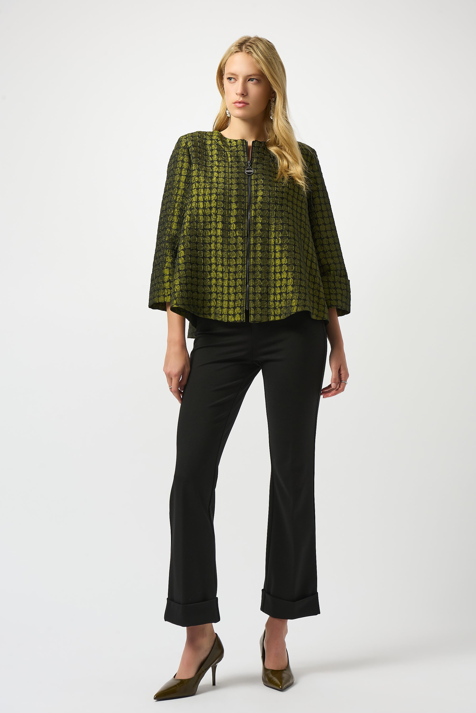 Textured Dot Jacquard Swing Jacket