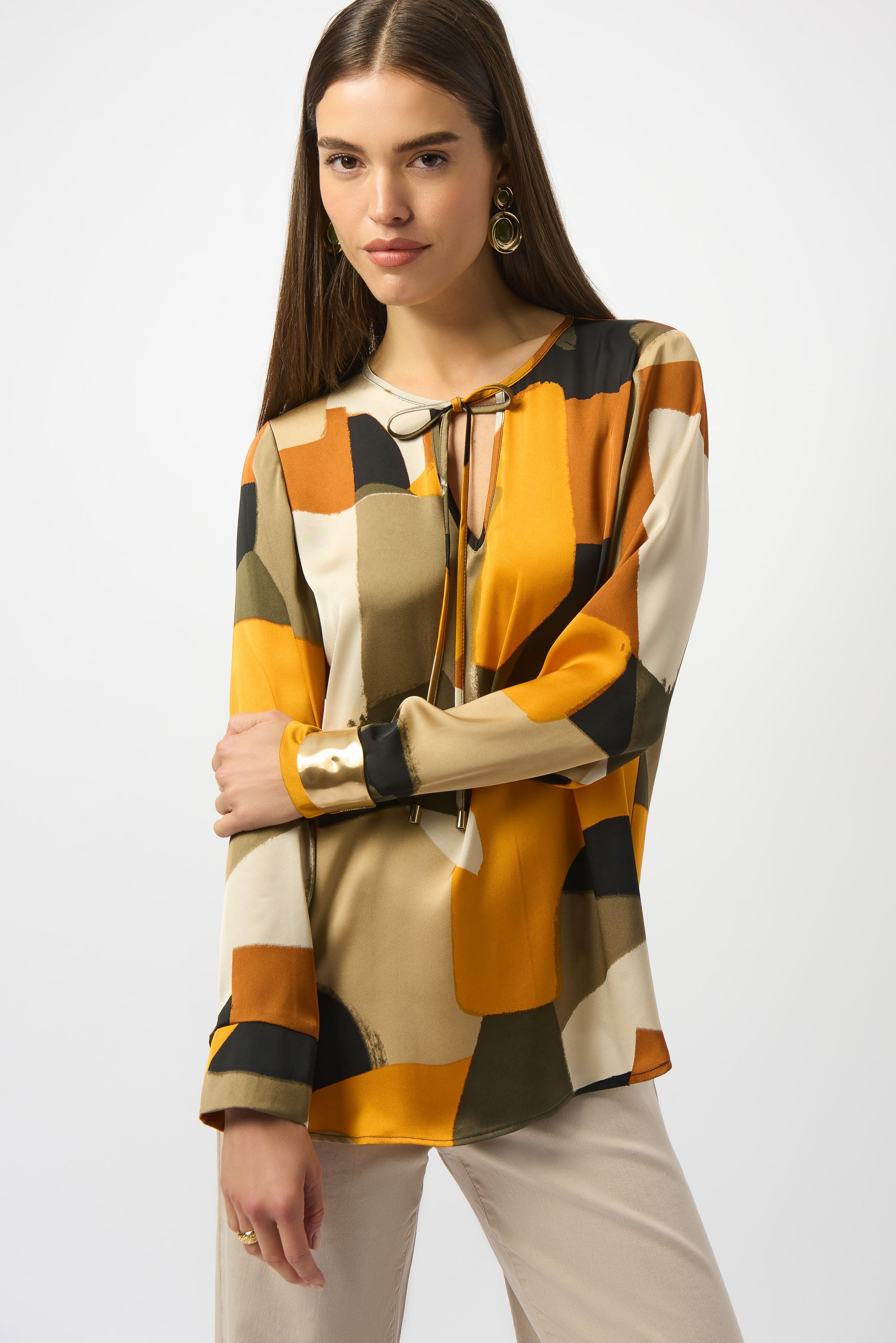 Recycled Satin Abstract Print Straight Tunic