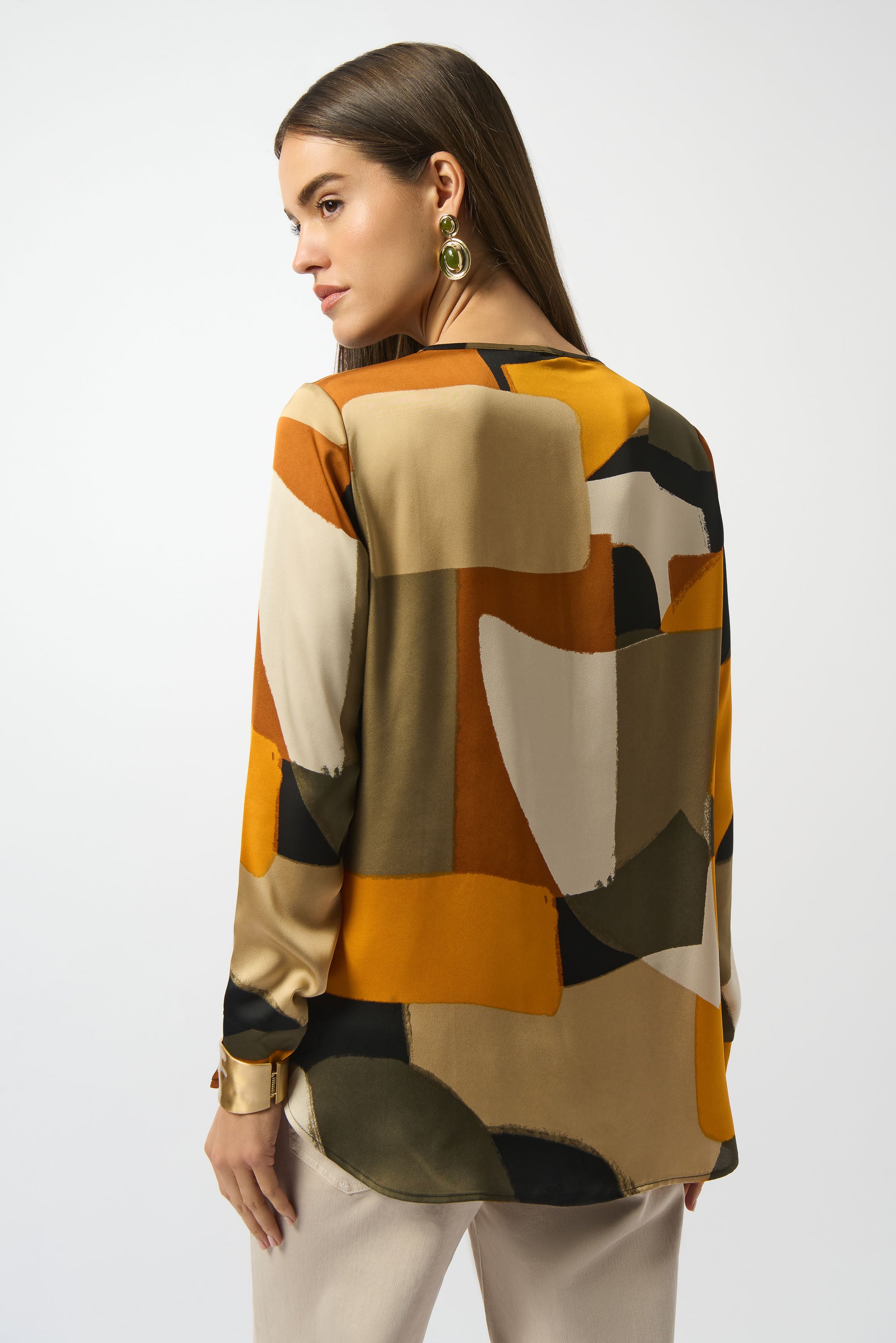 Recycled Satin Abstract Print Straight Tunic
