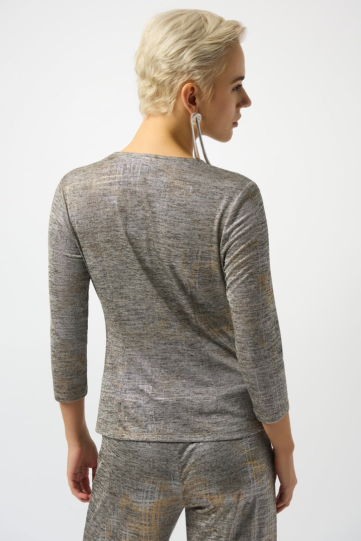 Foiled Mélange Knit Wrap Top